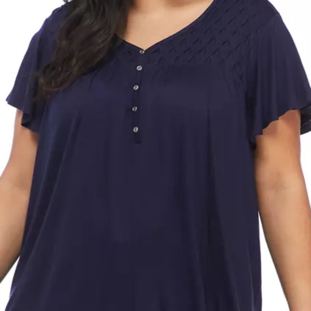 Plus Size Short Sleeve Honeycomb Knit Top